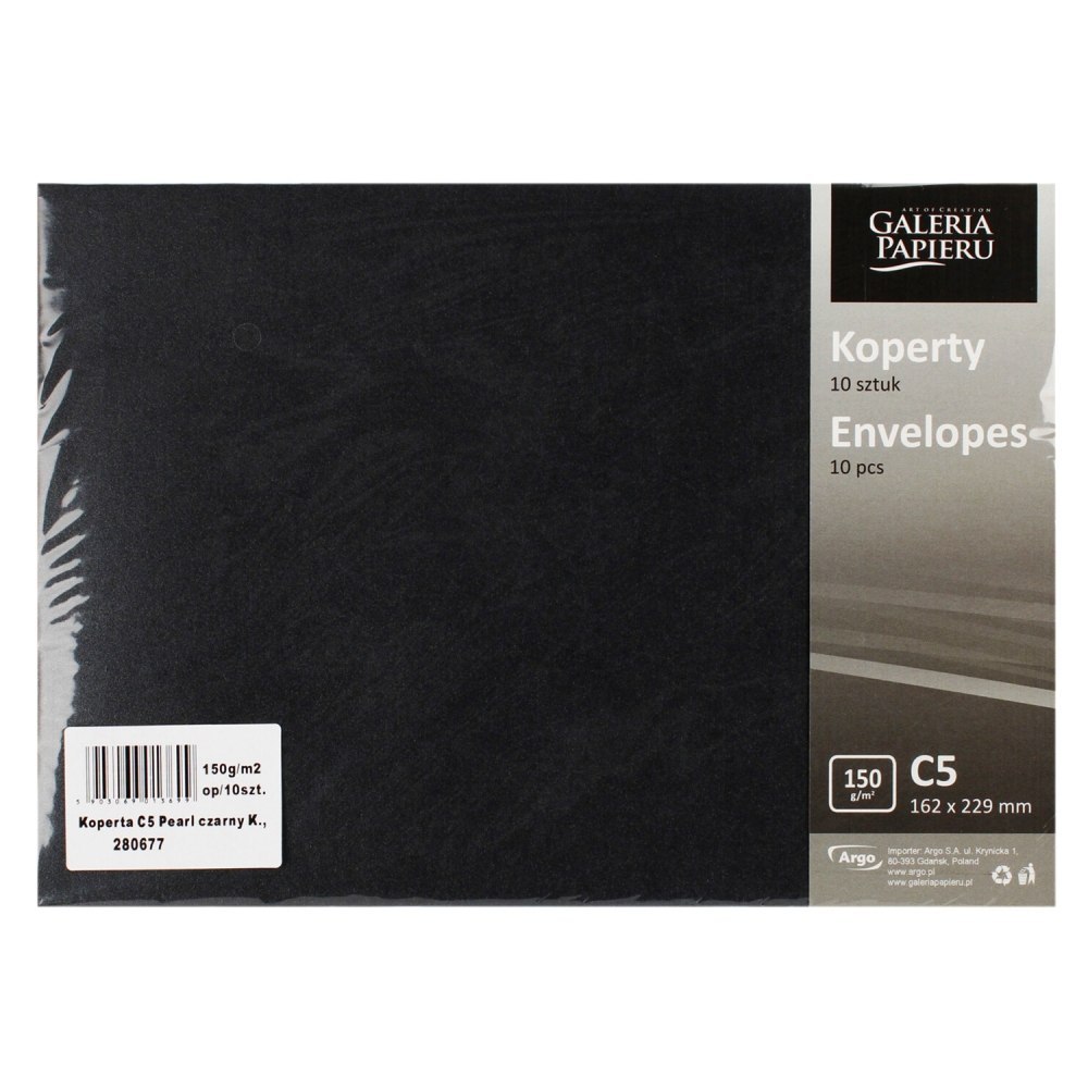 ENVELOPE C5 BLACK PEARL PAPER GALLERY PACK OF 10 PCS. ARGO 280677 GAL ARGO